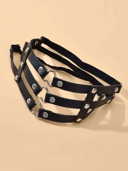 Punk Gothic Black Pu Leather Elastic Leg Chain Cosplay Party Body