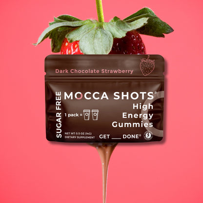 Sugar Free Mocca Shots Energy Gummies with Caffeine | 12-Pack - Dark Chocolate Strawberry