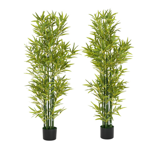 5' Artificial Bamboo With Pot, Set of 2