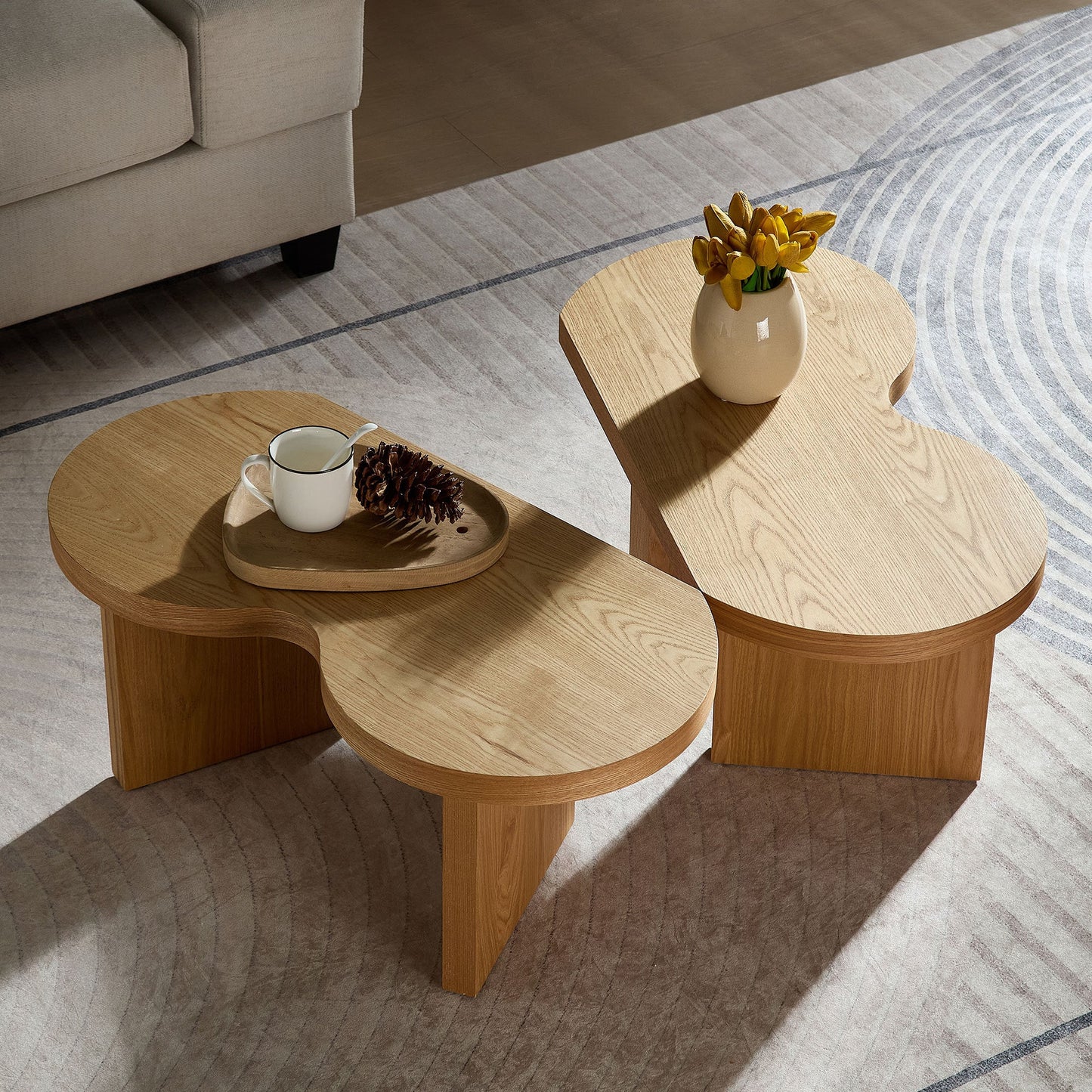 Modern Butterfly MDF Coffee Table, Used in Living Rooms, Bedrooms, Offices, With a Butterfly Shaped Appearance, NATURE