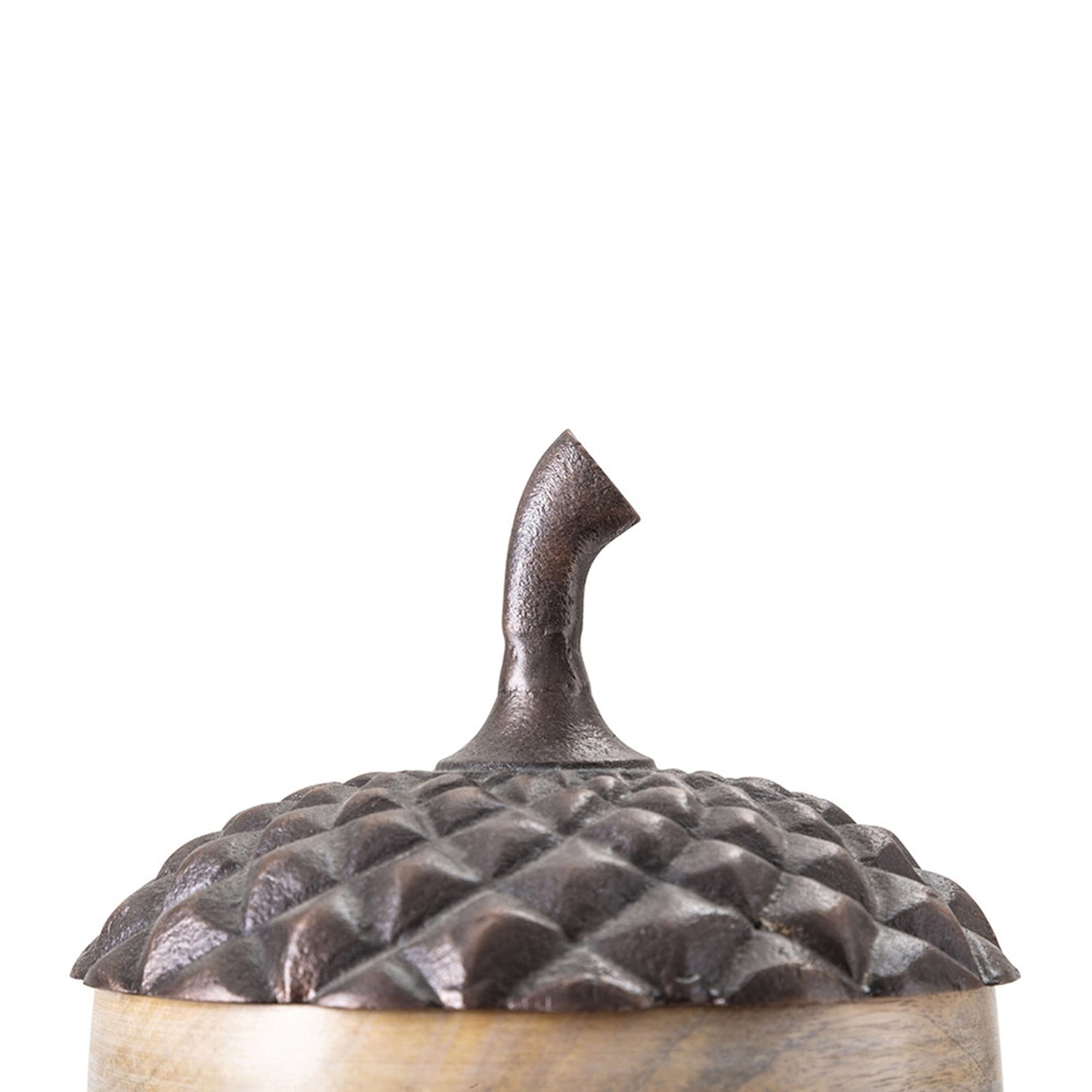 Set of 2 Brown Wooden Acorn Accents With Aluminum Top, L:D6x10'  S:D5x7.5'