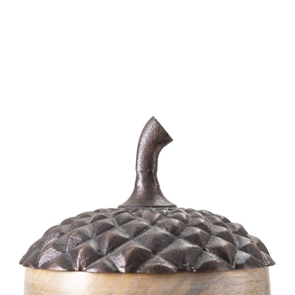 Set of 2 Brown Wooden Acorn Accents With Aluminum Top, L:D6x10'  S:D5x7.5'