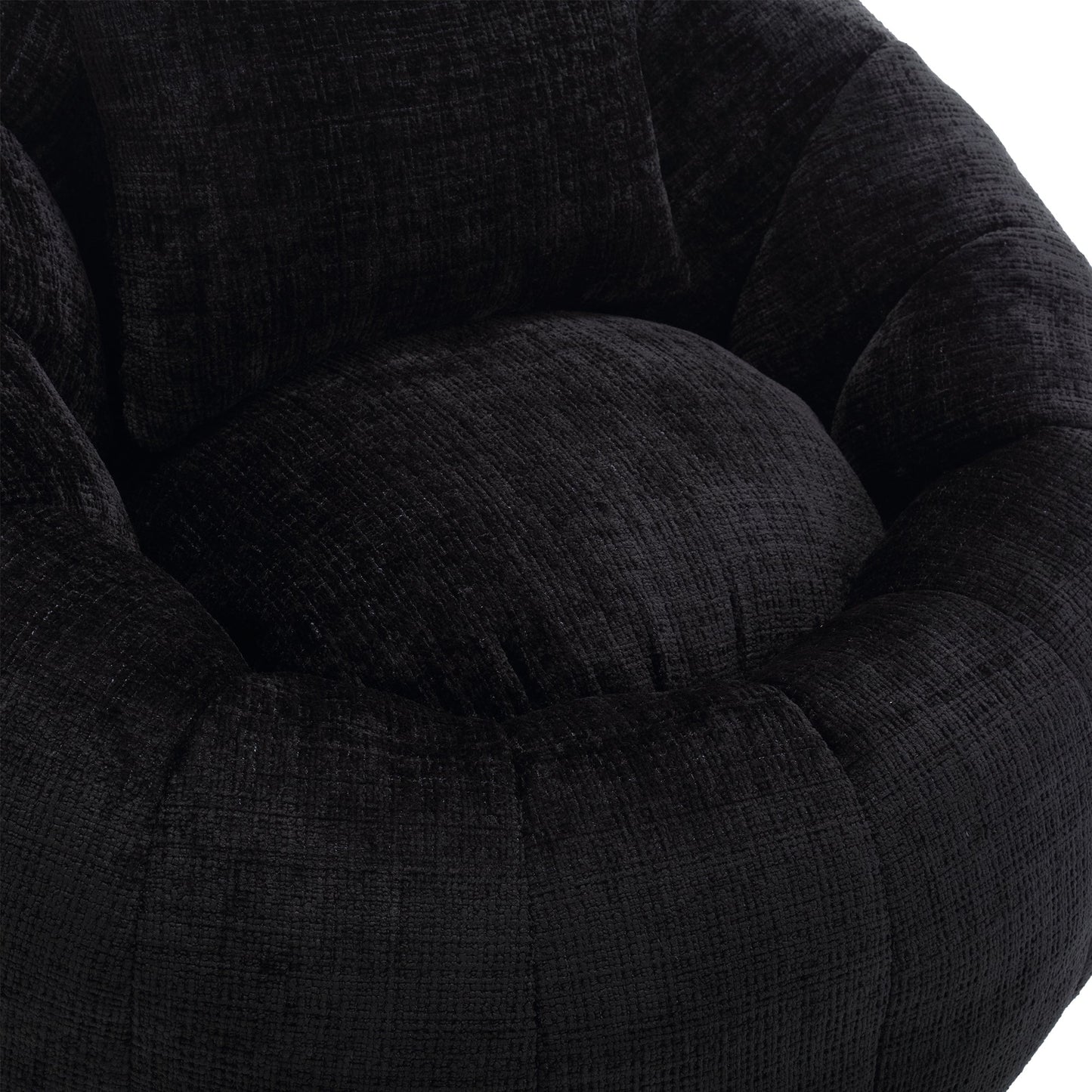 Modern Extra Large Round Bean Bag Chair With Footrest for Living Room, Chenille Fabric Lazy Sofa With Pillow for Adults,