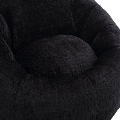 Modern Extra Large Round Bean Bag Chair With Footrest for Living Room, Chenille Fabric Lazy Sofa With Pillow for Adults,