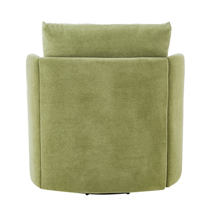 360° Swivel Chair, 29.9' Accent Barrel Armchair, Upholstered With Curved Design, Green Chenille, for Living Room and Off