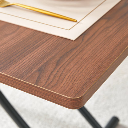 Table and Chair set.Modern Multifunctional Lifting Platform,Walnut Wood Grain Sticker MDF Desktop, Black Metal Legs.Pair