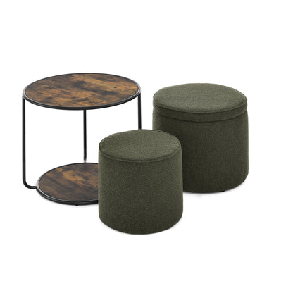 Ottoman, Multi-Functional Combination Set Table Ottoman, Combination of Ottoman and Table, With Drum Stool, With Storage