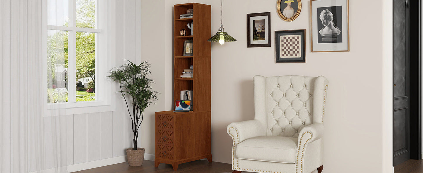End Table With 3 Drawers, Corner Table With 4 Open Shelves, Tall Side Table for Bedroom and Corner, Expect Arrival Date