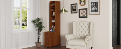 End Table With 3 Drawers, Corner Table With 4 Open Shelves, Tall Side Table for Bedroom and Corner, Expect Arrival Date