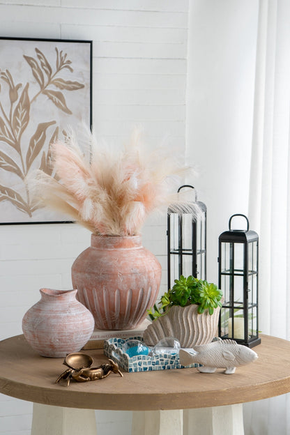 11.5x7x7' Sand and Cement Nautilus Shell Planter With Textured Beige Finish