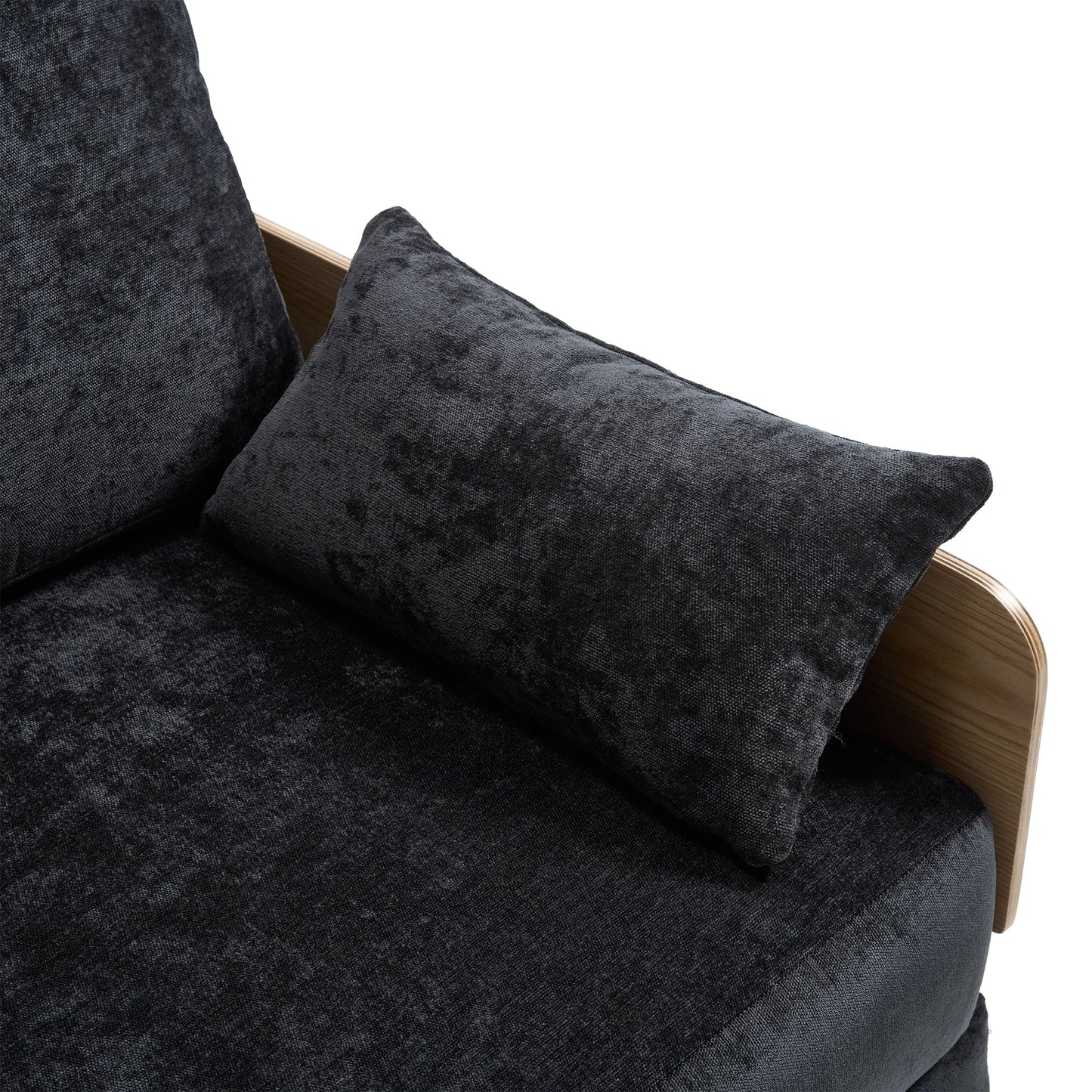 Mid-Century Modern Foldable Sofa Bed Recliner, 3-In-1 Convertible Sleeper With Three Pillows, Black Chenille for Small S