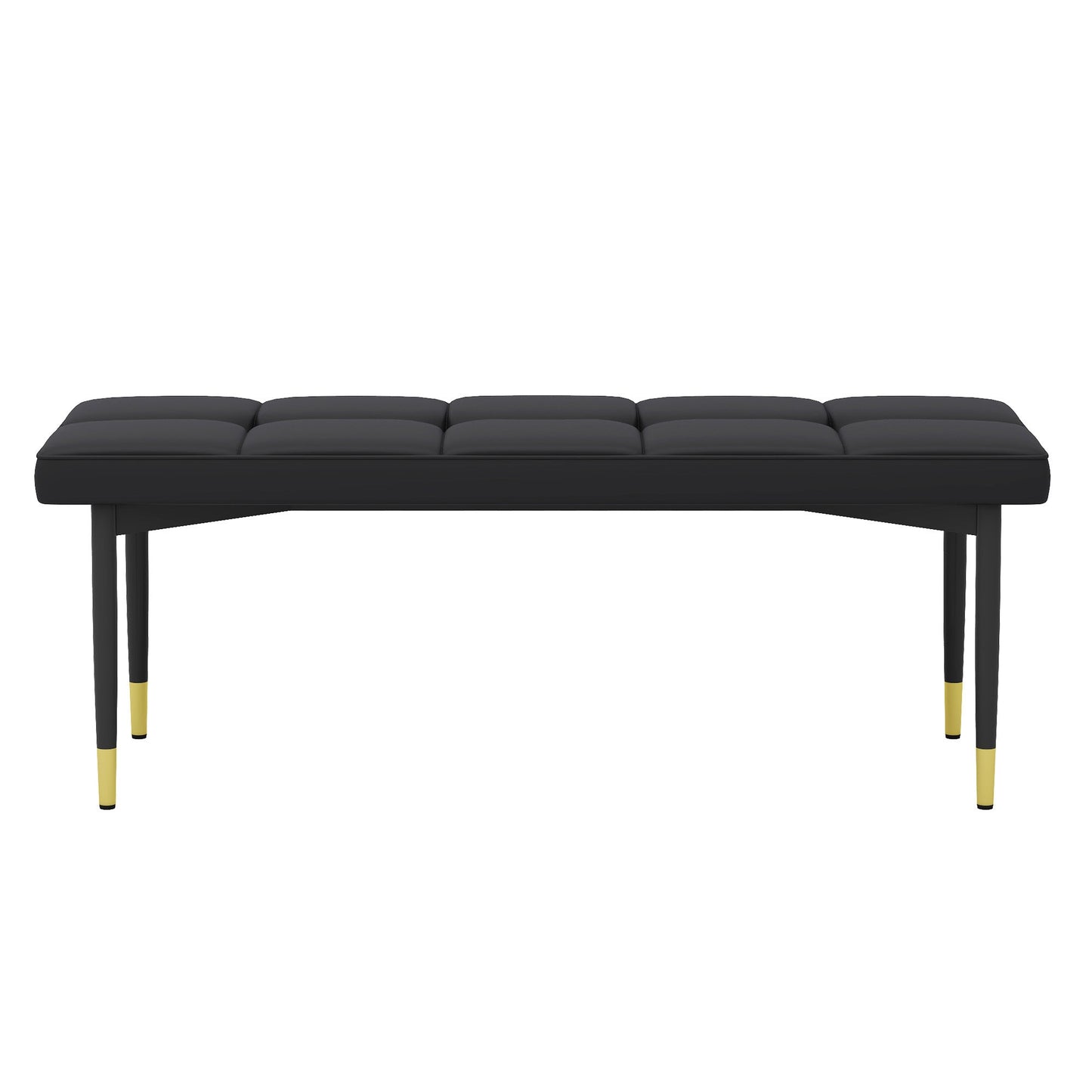 47*16 Inch Multifunctional Black Shoe Bench - Faux PU Cushion, Sturdy Metal Legs With Gold Accents.Suitable for Bedroom,