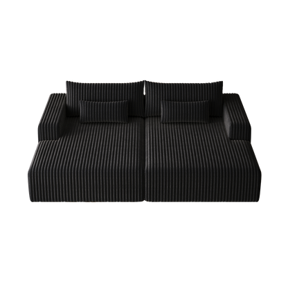 102' Oversized Sectional Lounge Chaise,No Assembly Required,Cloud Plush Loveseat With Reclining Sofa Bed,Fluffy Modern S