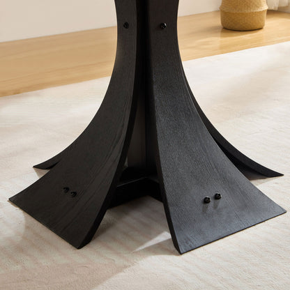 47.24'' Round Modern Style MDF Wood Dining Table in Black Suitable for Kitchen, Living Room, Cafe, Milk Tea Shop