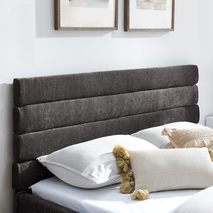 Queen Size Cushioned Bed, Comfortable Cushioned Bed Frame, Headboard and Solid Bed Frame - Beige (85 'X 66' X 36 ')