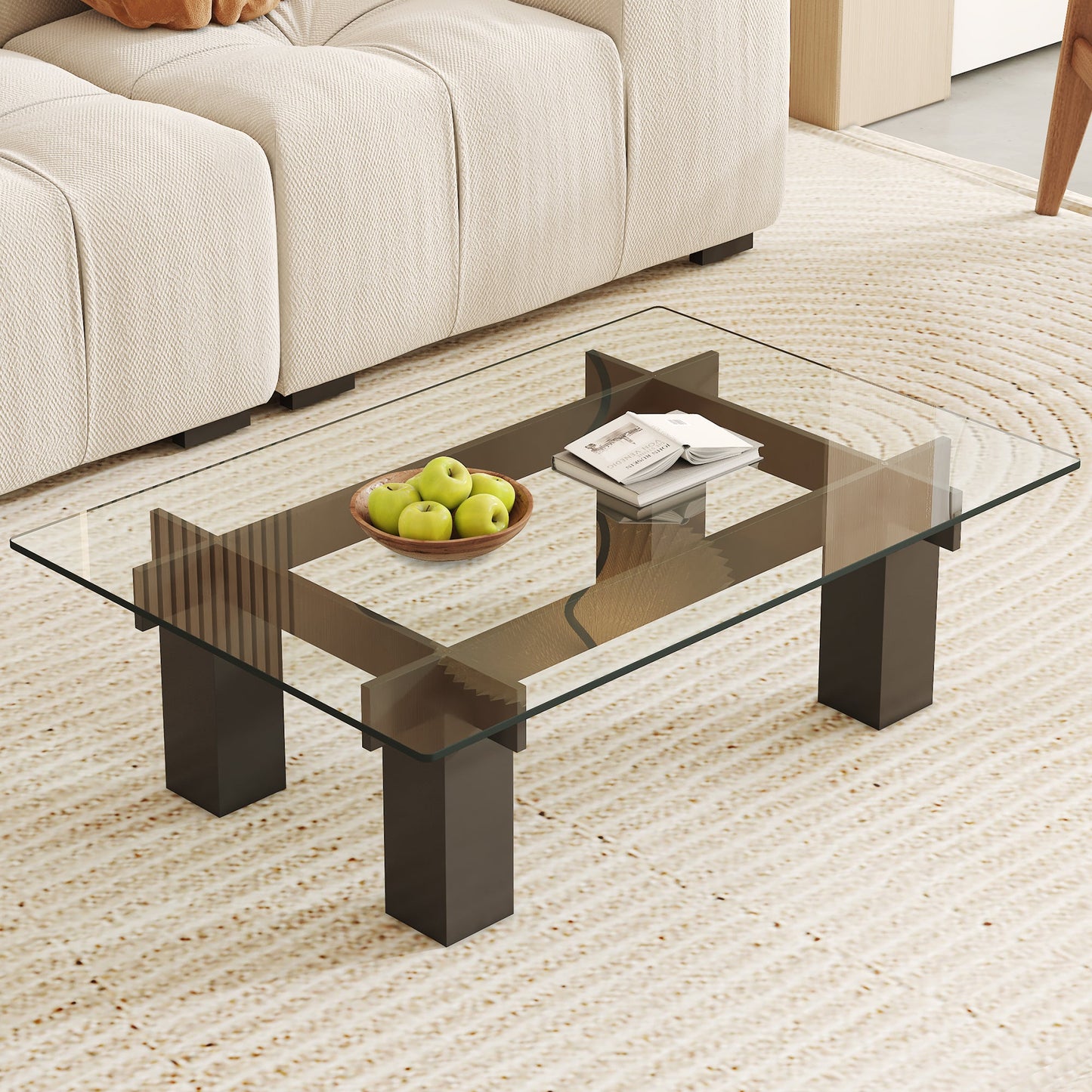 ONLY Separate Glass Tabletop.24*36 Inch Rectangular Heat-Resistant Transparent Tempered Glass Tabletop.Suitable for Vari