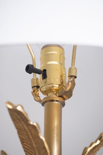 D16x31' Leaf Lamp With Marble Base, Gold (Lamp Shade Assembly Required)