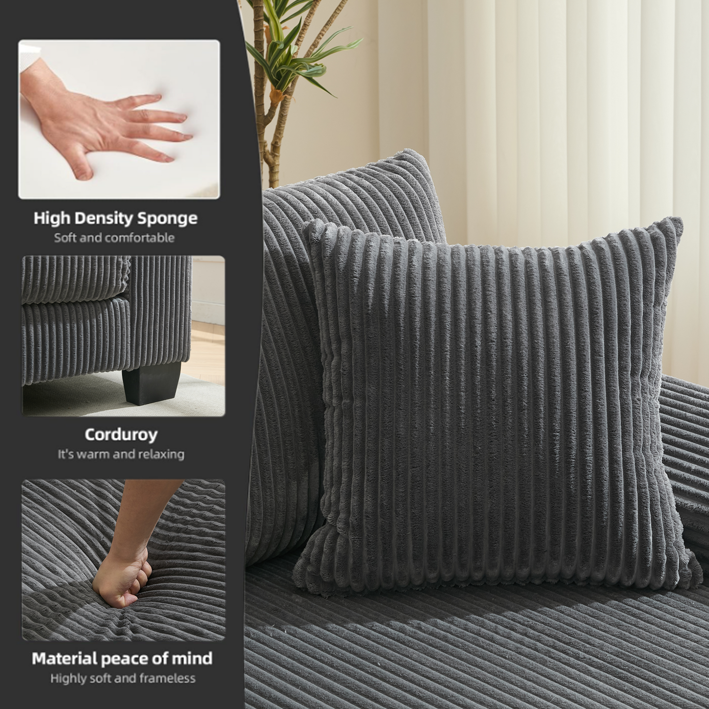 114' Sleeper Sofa,U Shaped Sofa , Pull Out Bed,Convertible Oversize 2 in 1 Sleeper Sofa, Living Room,Upholstery Sofa Bed