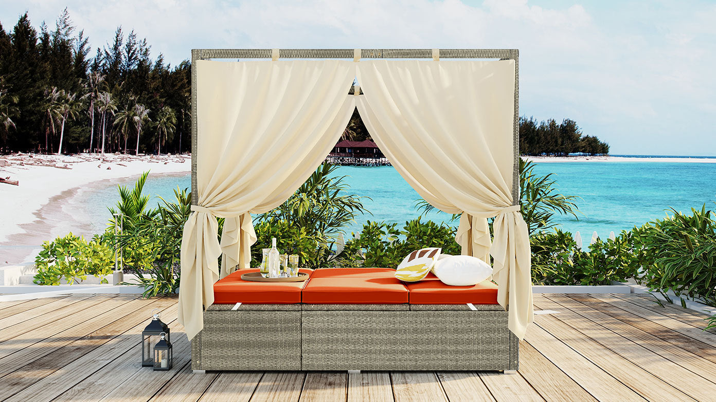 Adjustable Sun Bed With Curtain,High Comfort,With 3 Colors
