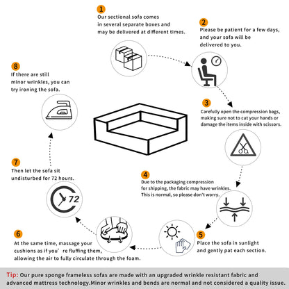 Modern Style Sectional Sofa,Sponge Sectional Sofa Couch,Modular L-Shape Sofa Couch With Elegant Curved Design and Luxuri
