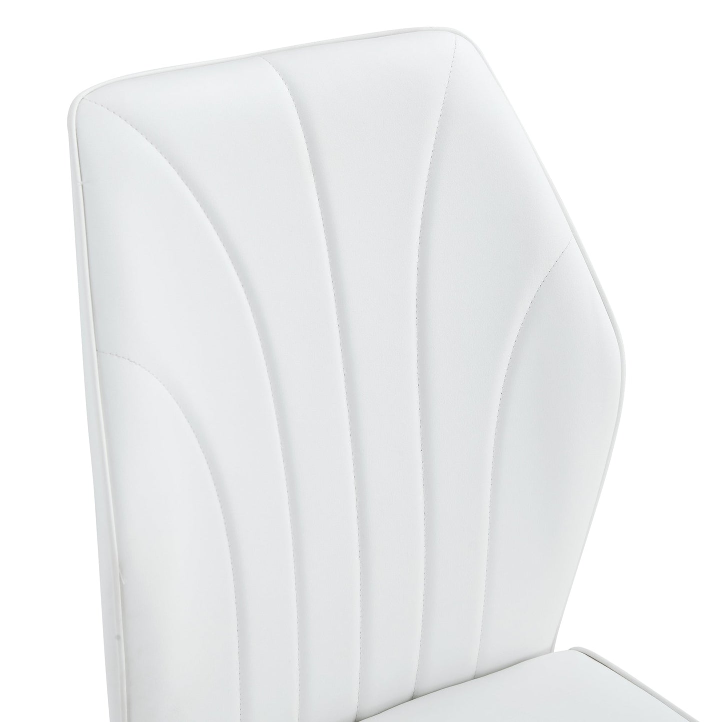 4 Modern Dining Chairs With Stylish PU Patterned Backrest and Black Metal Legs for a Comfortable Home Experience in the