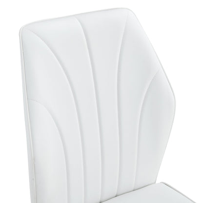 4 Modern Dining Chairs With Stylish PU Patterned Backrest and Black Metal Legs for a Comfortable Home Experience in the