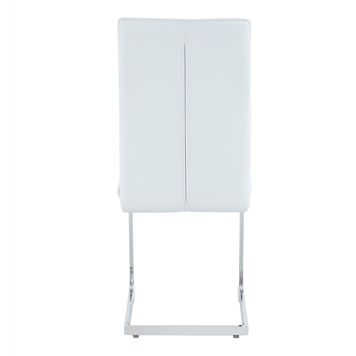 Luxury Simple Arch Chair - Set of 6 White PU High Resilience Dining Chair With Arched Metal Silver Leg