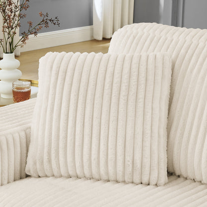 Corduroy Tufted Upholstered Sleeper Sectional Sofa, L-Shaped Modular Convertible Sofa ,The Arc-Shaped Footstool Can Be P