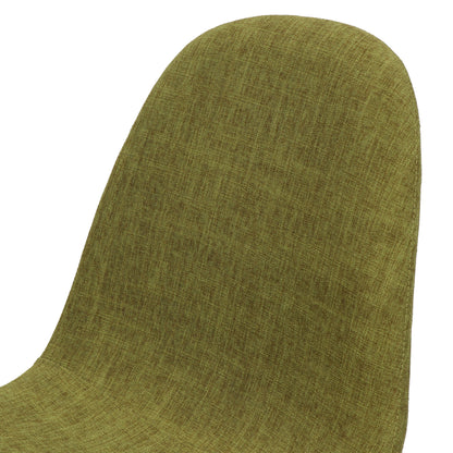 Elegant Dining Chair Set of 2 With Green Fabric and Light Walnut Finish
