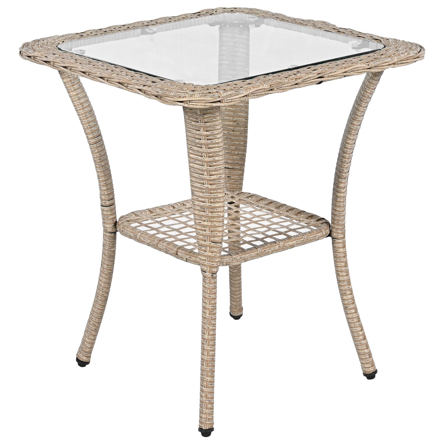 3-Piece Outdoor Chair&Table Set Chat Set 2-Person Rattan Seating Group With Two Swivel Chairs and a Square Table for Gar