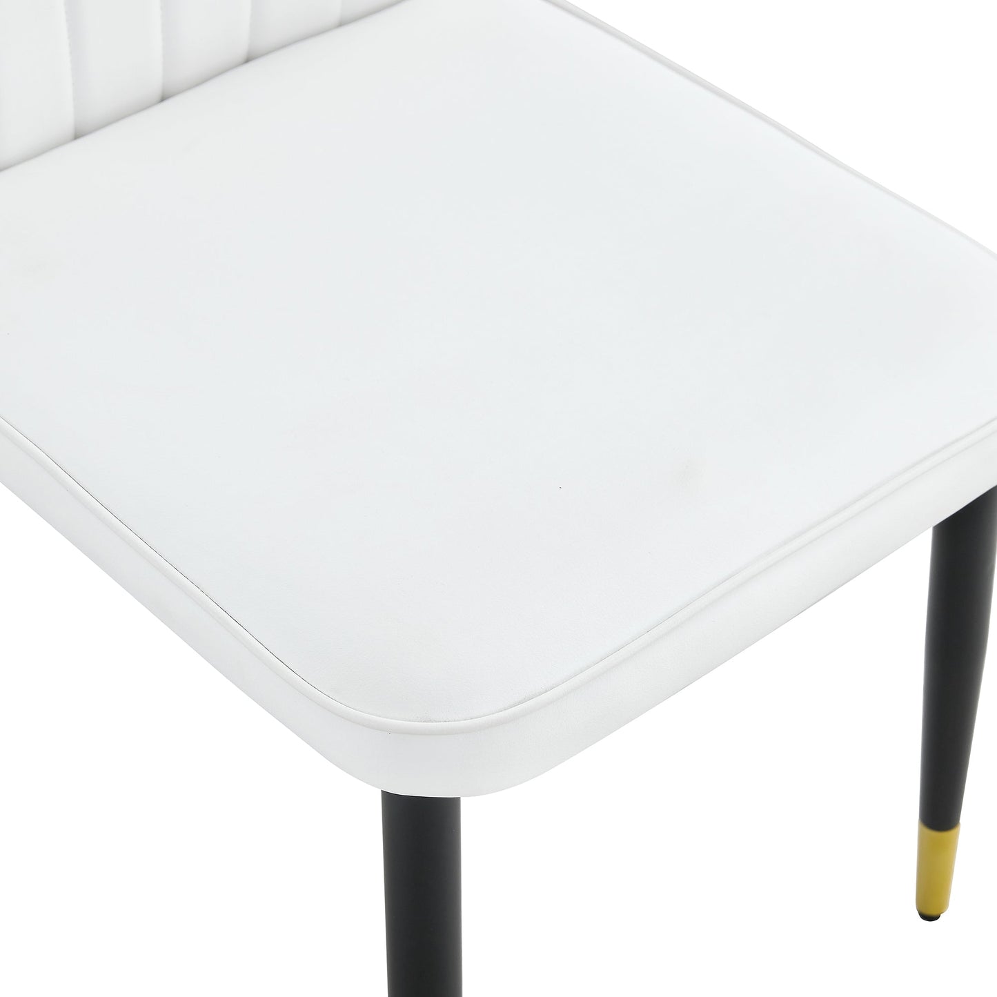 4 Modern Dining Chairs With Stylish PU Patterned Backrest and Black Metal Legs for a Comfortable Home Experience in the