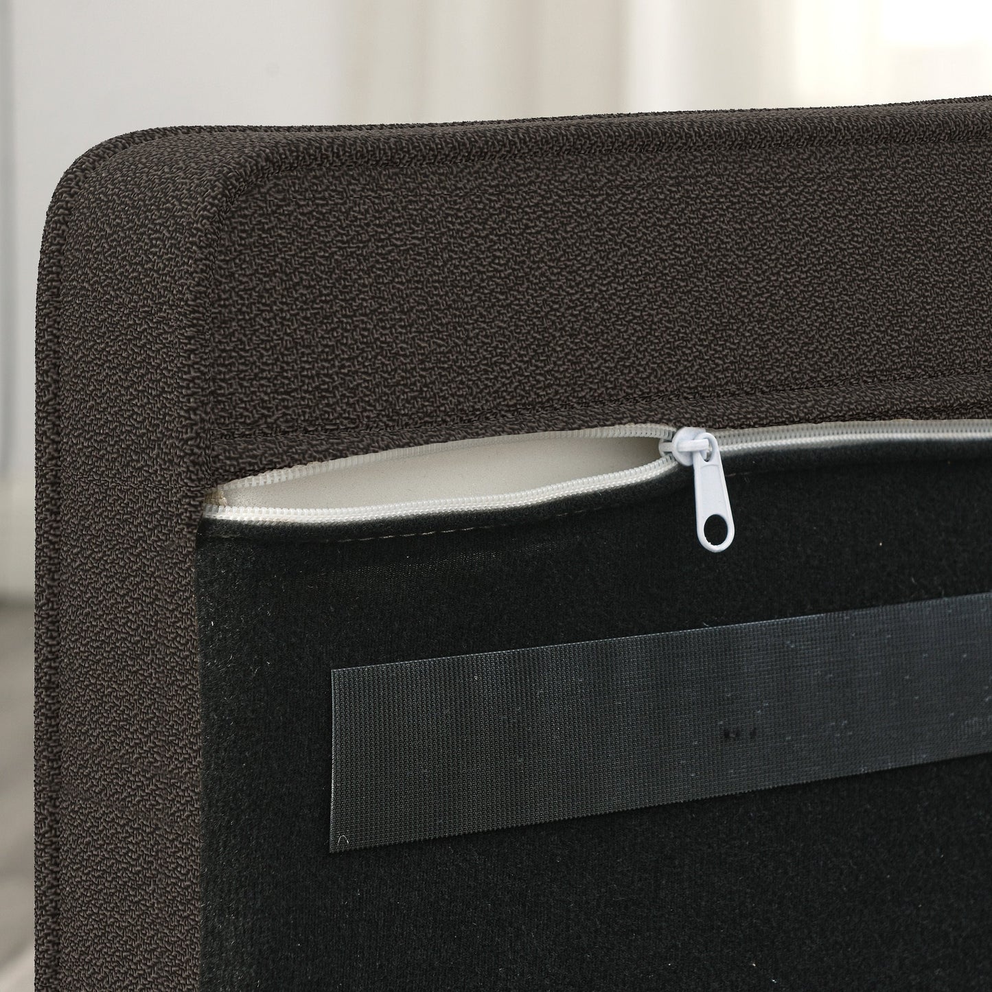 Elegant Rectangular Pet Bed for Small and Medium Dogs, Durable Elevated Dog Sofa Bed, Modern Linen Fabric - Dark Brown