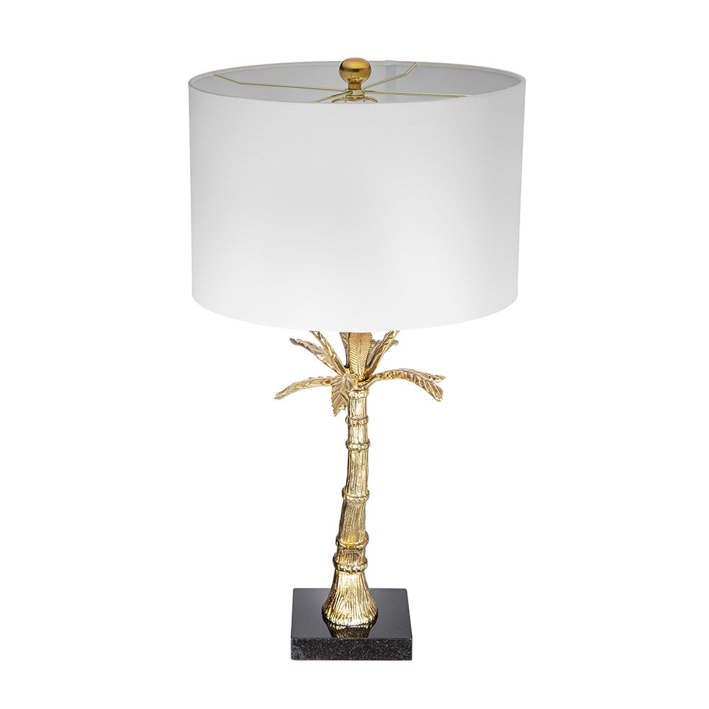 D16x31' Leaf Lamp With Marble Base, Gold (Lamp Shade Assembly Required)