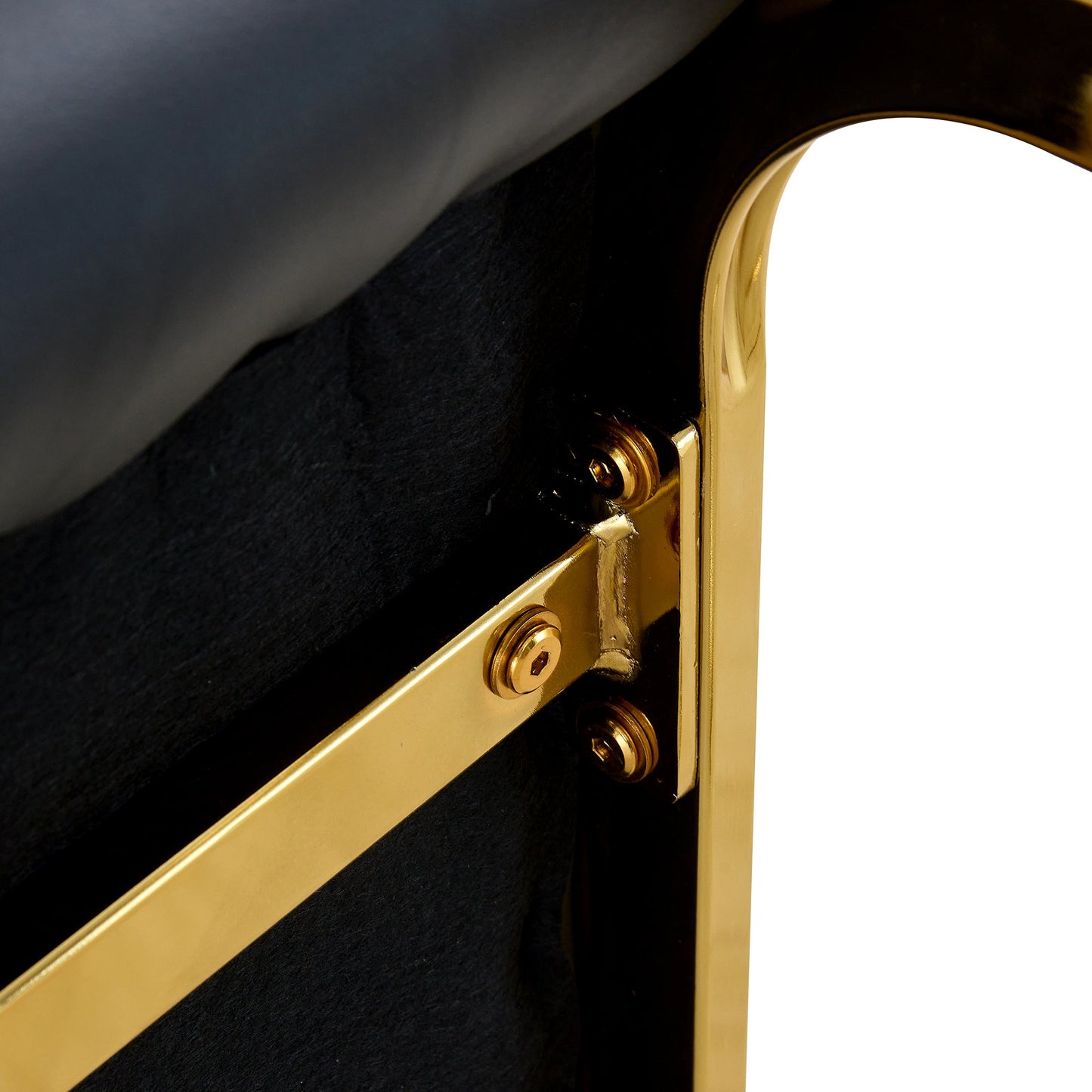 Luxury Simple Arch Chair - Set of 4 BLACK PU Material High Resilience Dining Chair With Arched Metal Gold Leg.W1151P1548