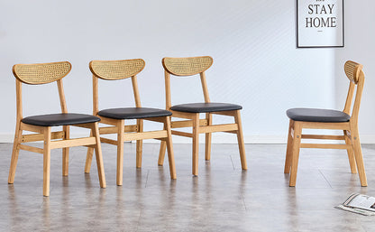 4 the Stylish and Durable Solid Wood Dining Chair, Small Curved Back, PU Cushion, and Beautiful Shape Match Perfectly Wi