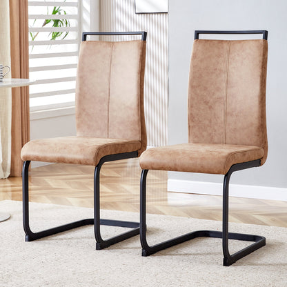 Dining Chairs,tech Cloth High Back Upholstered Side Chair With C-Shaped Tube Black Metal Legs for Dining Room Kitchen Va