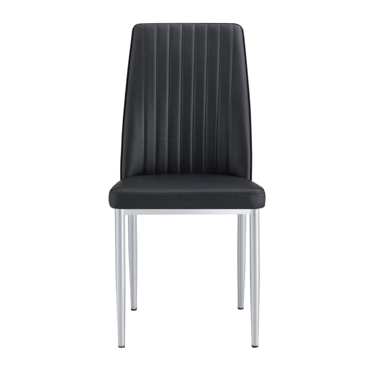 A Set of 6 Dining Chairs, Black Dining Chair Set, PU Material High Backrest Seats and Sturdy Leg Chairs, Suitable for Re