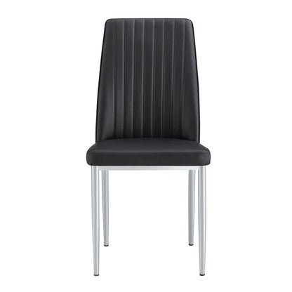 A Set of 6 Dining Chairs, Black Dining Chair Set, PU Material High Backrest Seats and Sturdy Leg Chairs, Suitable for Re