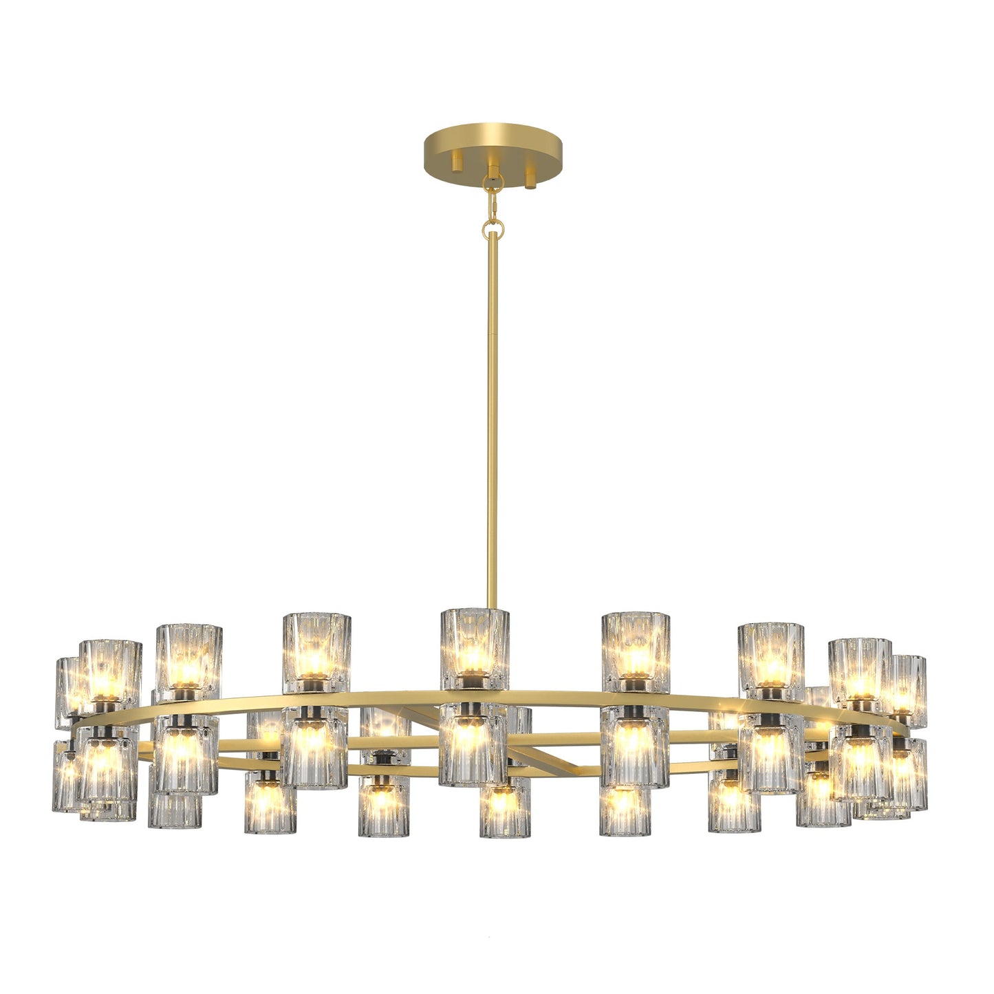 Modern 36' Gold Round Chandelier Light Fixture, K9 Crystal Chandeliers for Dining Room, Living Room, Dining Room Chandel