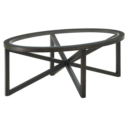 Modern Simple Glass Coffee Table, Tempered Glass Coffee Table Solid Wood Base Round Transparent Glass Top Modern Living