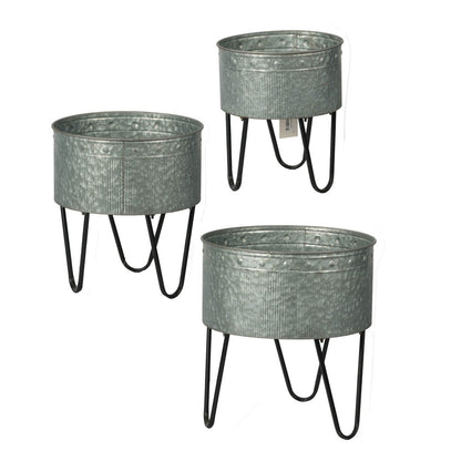 Set of 3 Huxley Metal Decorative Pots