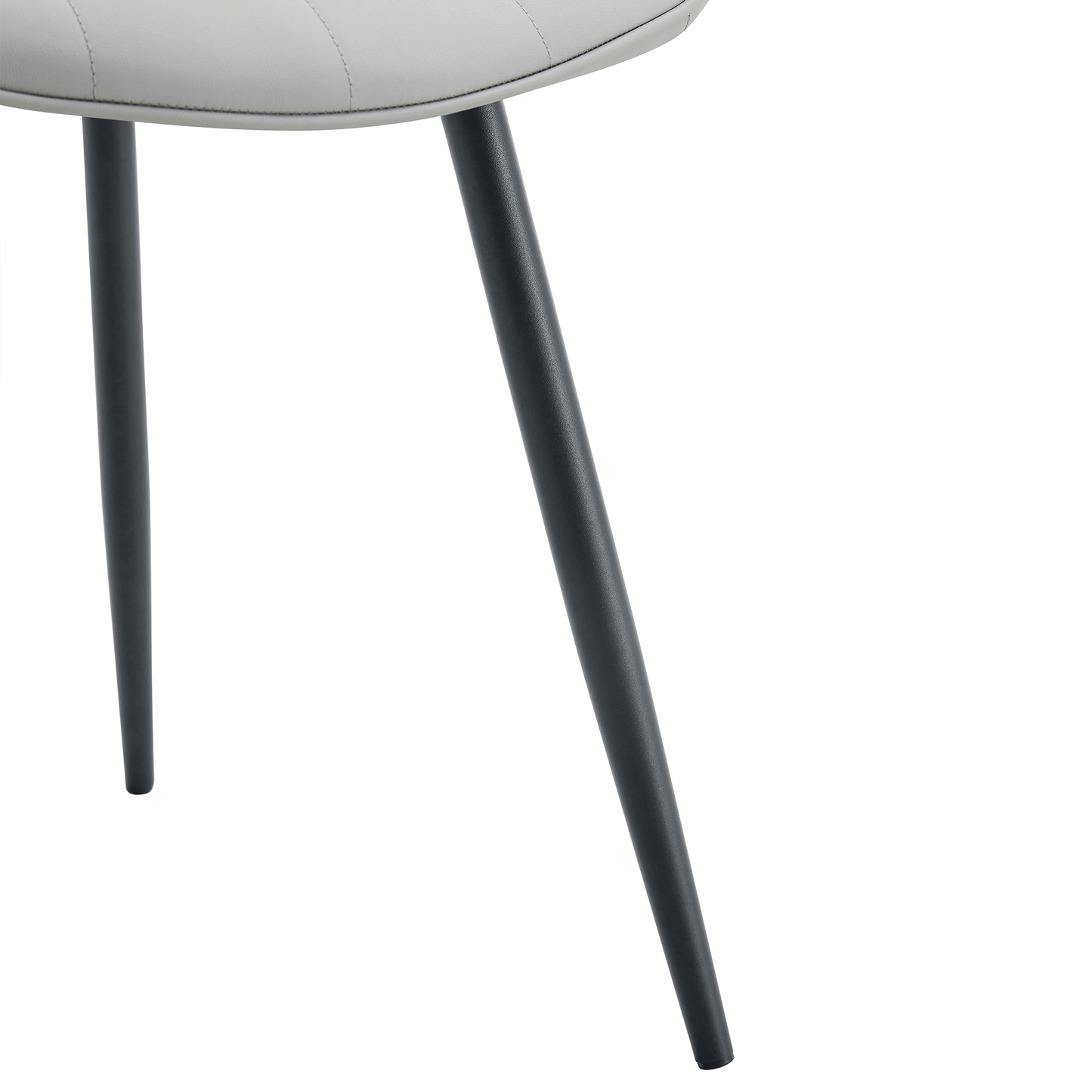 Ergonomic PU Leather Dining Chair Set With Extended Seat Cushion, Metal Legs, Black/Gray