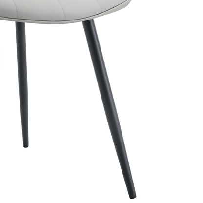 Ergonomic PU Leather Dining Chair Set With Extended Seat Cushion, Metal Legs, Black/Gray