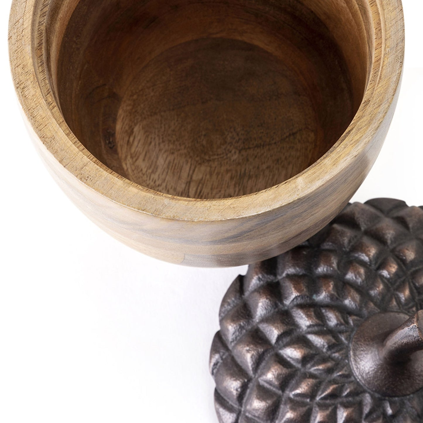 Set of 2 Brown Wooden Acorn Accents With Aluminum Top, L:D6x10'  S:D5x7.5'