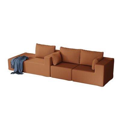 108.3' Sectional Foam Couch,L Shape Sofa With Chaise Lounge,Modular Cloud Sofa  for Living Room,Upholstered Corduroy Cou