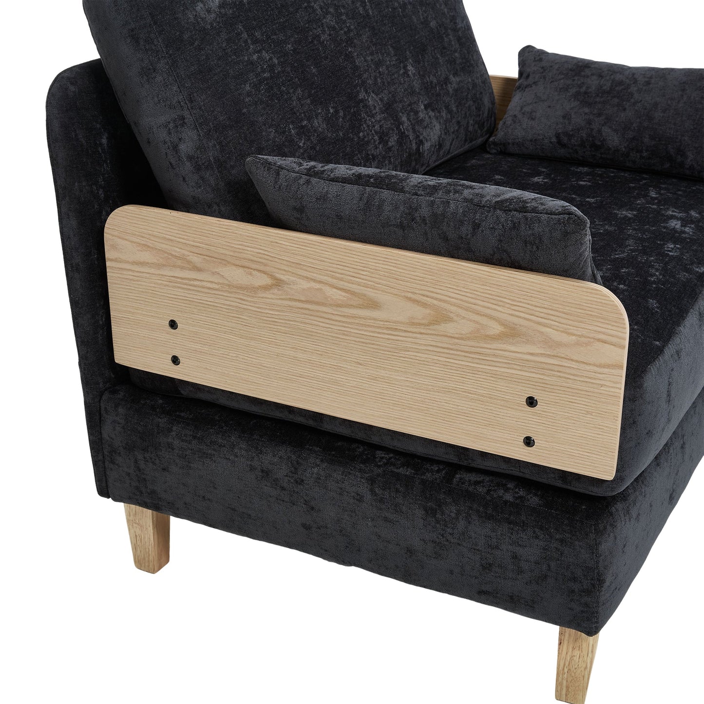 Mid-Century Modern Foldable Sofa Bed Recliner, 3-In-1 Convertible Sleeper With Three Pillows, Black Chenille for Small S