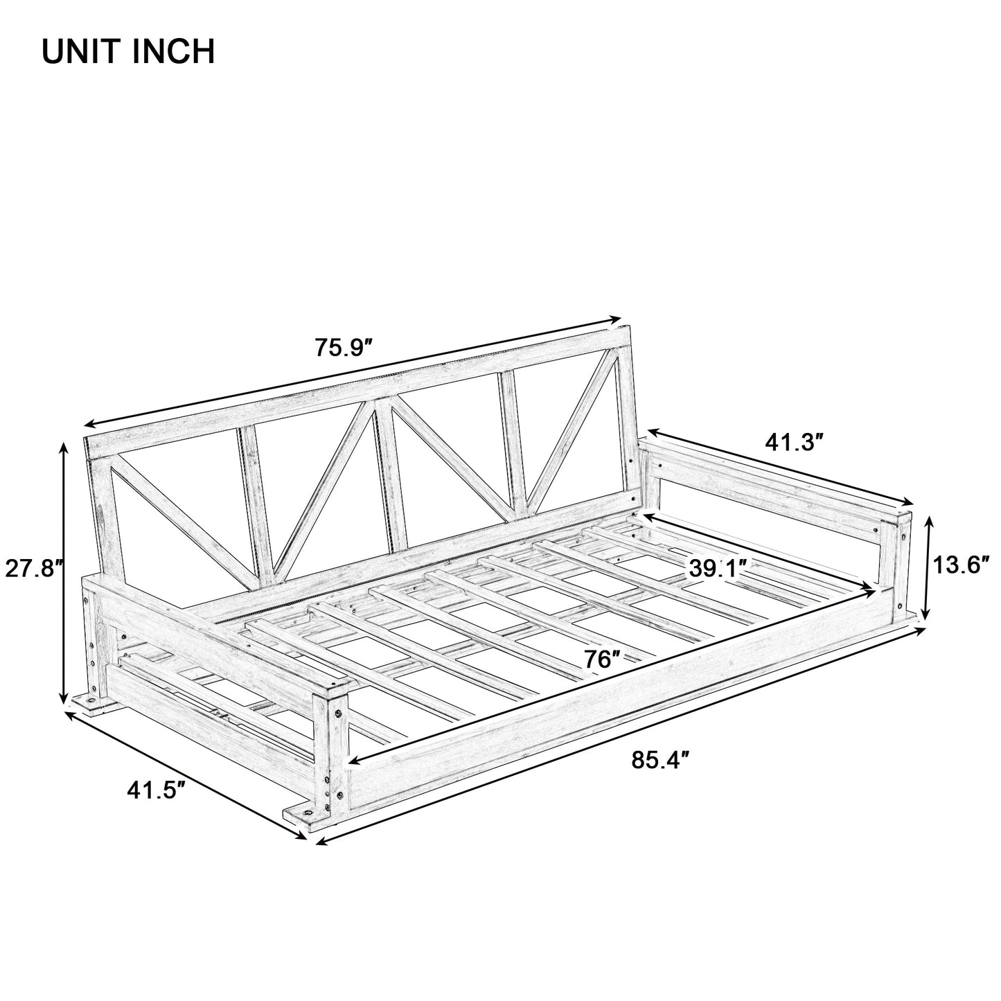 Acacia Wood Twin Size Patio Swing Bed Modern Porch Swing Hanging Bed Frame With 16.4ft Hemp Ropes for Garden,Backyard,Br