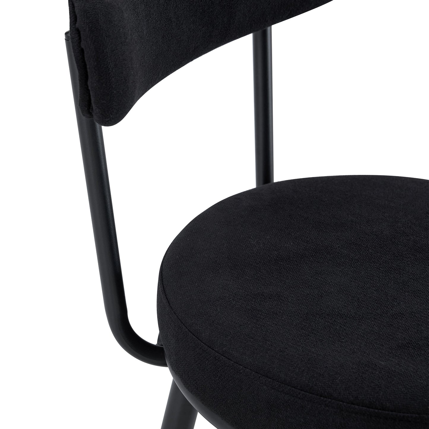 Stylish Ergonomic Bar Chairs Set With Black Breathable Cushions and Metal Legs, 35.5 Inches High, Pack of Two