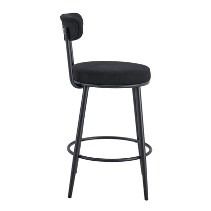 Stylish Ergonomic Bar Chairs Set With Black Breathable Cushions and Metal Legs, 35.5 Inches High, Pack of Two