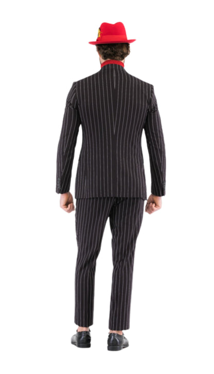 Bellagio Black White Mens 2 Button Slim Peak Lapel Suit With Pick Stitching Ticket Pocket Double Breasted Vest With Shaw